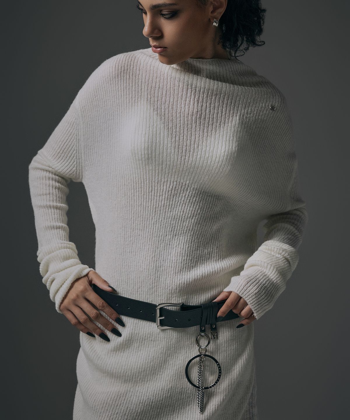 트리밍버드(TREEMINGBIRD) Wide buckle cowhide leather belt [ Black ]