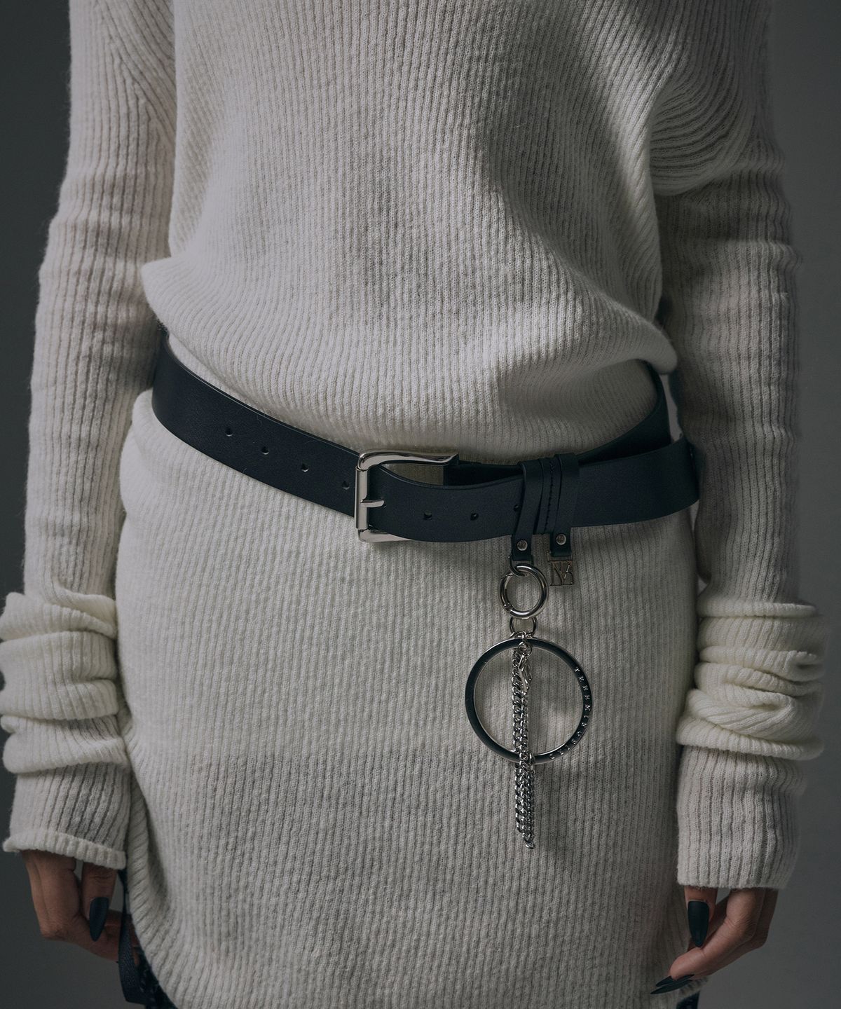 트리밍버드(TREEMINGBIRD) Wide buckle cowhide leather belt [ Black ]
