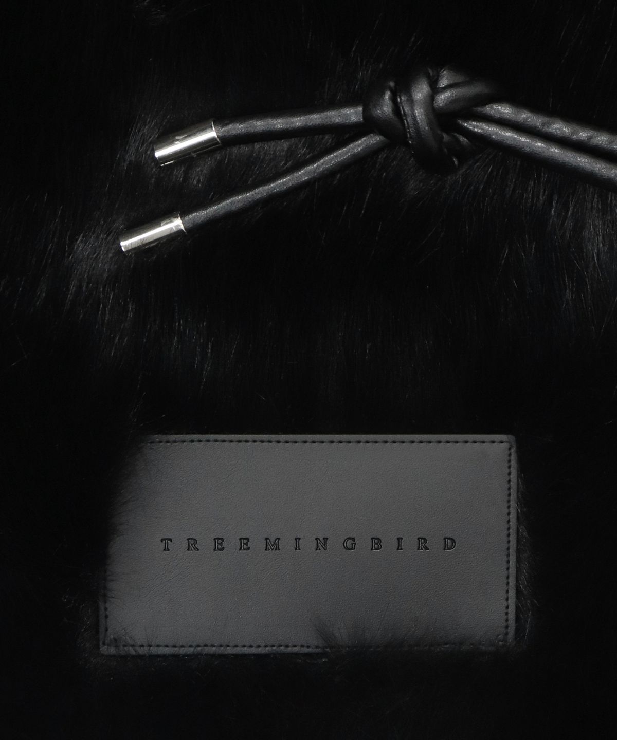 트리밍버드(TREEMINGBIRD) Volume Fur String back pack [ Black ]