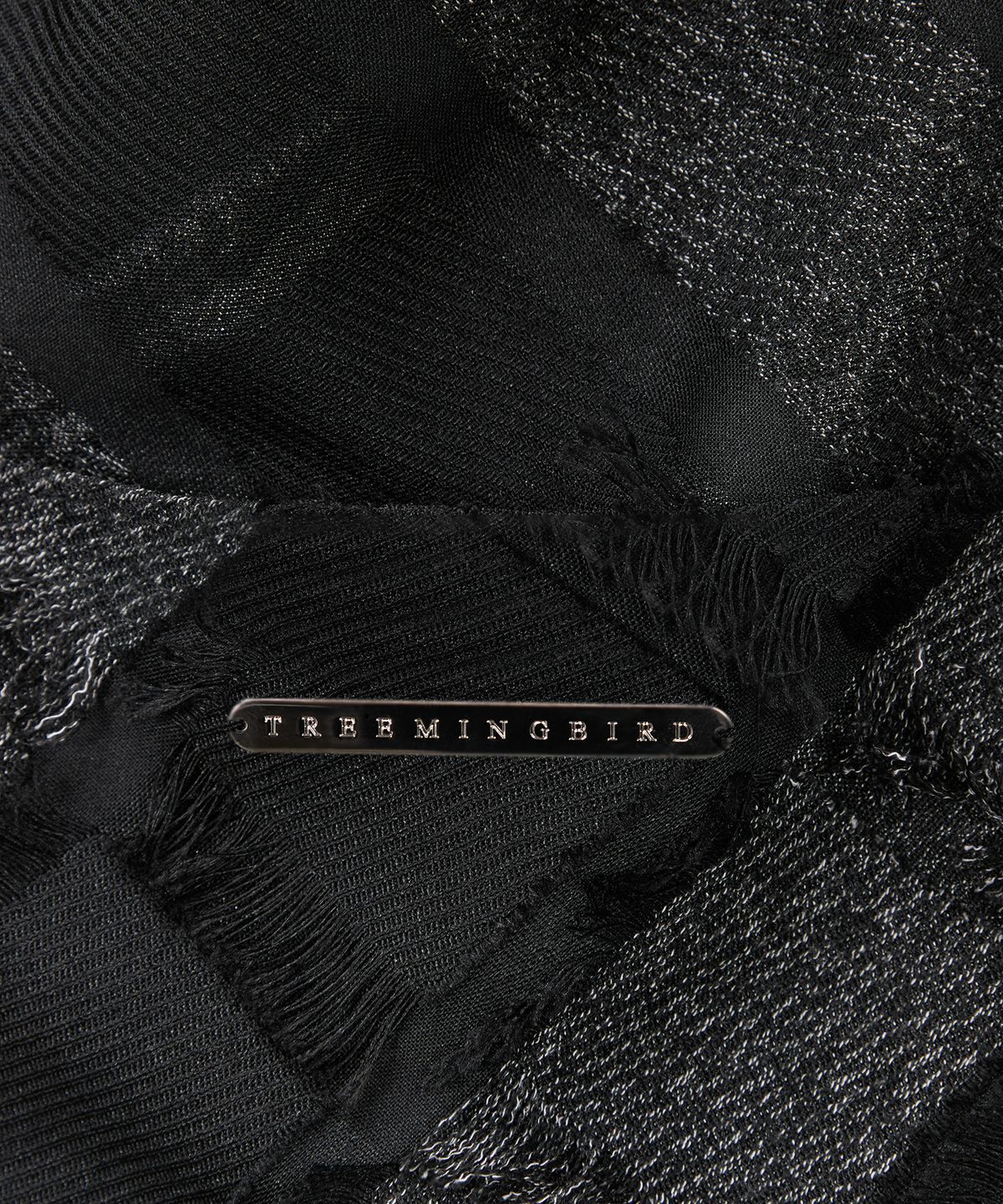 트리밍버드(TREEMINGBIRD) Fringe Halterneck Drape One-piece [ Charcoal ]