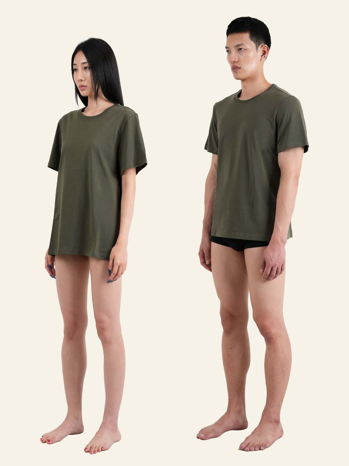 더이너스(THE INNRS) 레귤러핏 면 티셔츠 (카키 그린)
