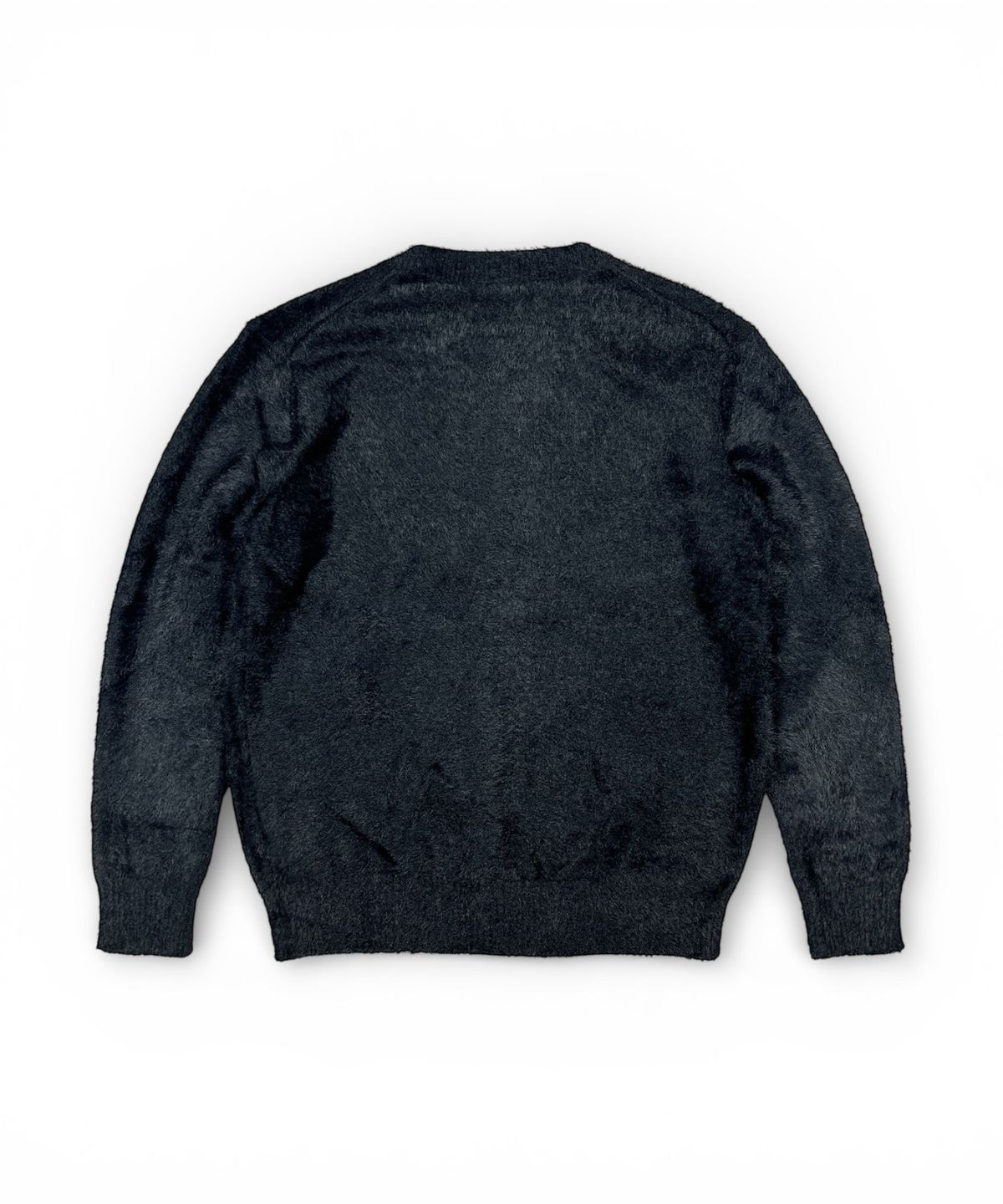 본슬리피(BORN SLIPPY) Soft Angora Round Neck Cardigan (Black)