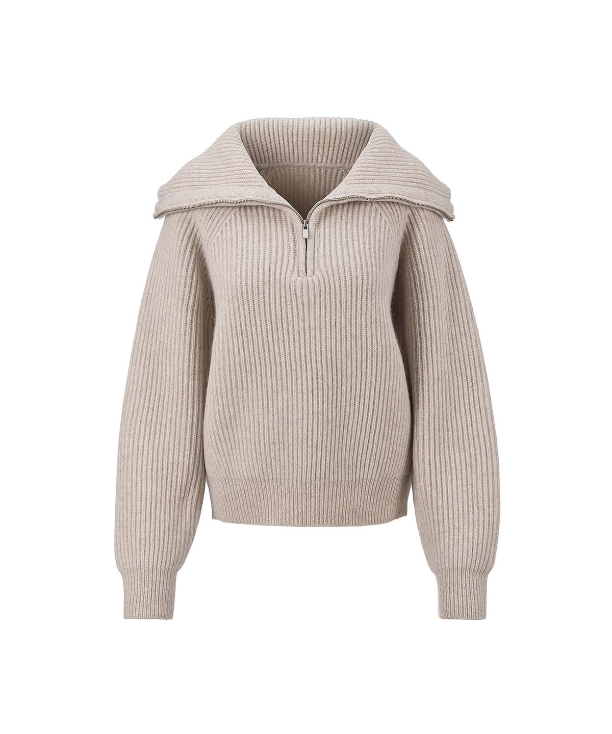 르네제이(RENEJ) Wool Wide Ribbed Half Zip-up
