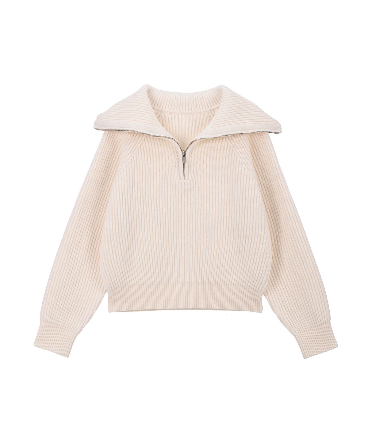 르네제이(RENEJ) Wool Wide Ribbed Half Zip-up