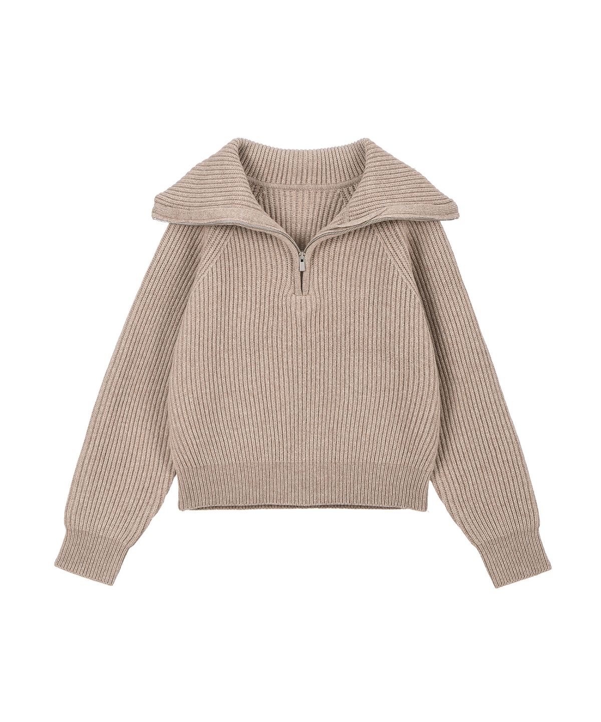 르네제이(RENEJ) Wool Wide Ribbed Half Zip-up