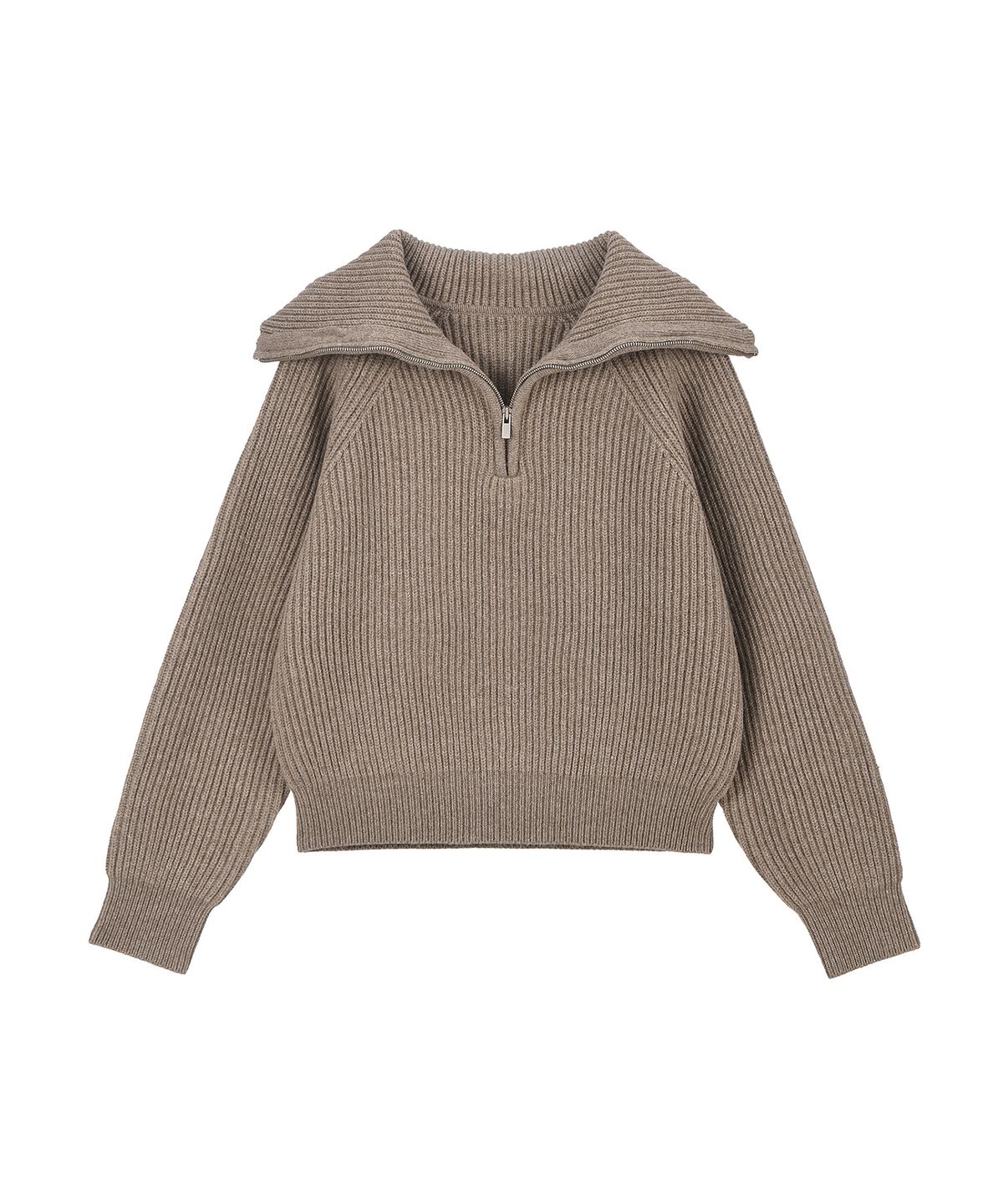 르네제이(RENEJ) Wool Wide Ribbed Half Zip-up
