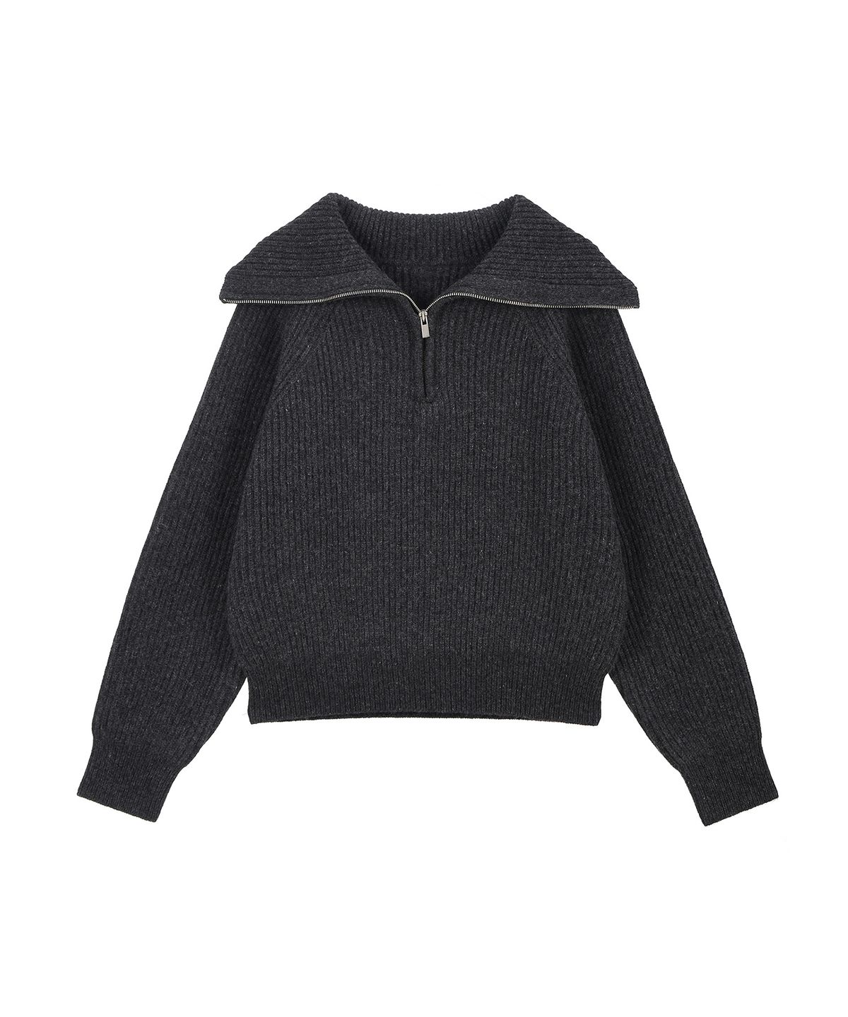 르네제이(RENEJ) Wool Wide Ribbed Half Zip-up