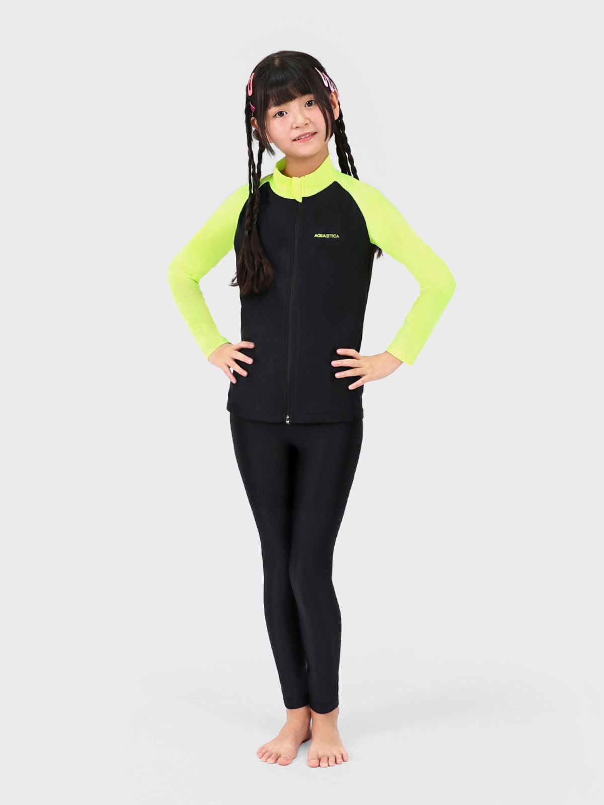 아쿠아티카(AQUATICA) 아동 래쉬가드 AQAJJ451+워터레깅스 2피스 선수용수경5종세트