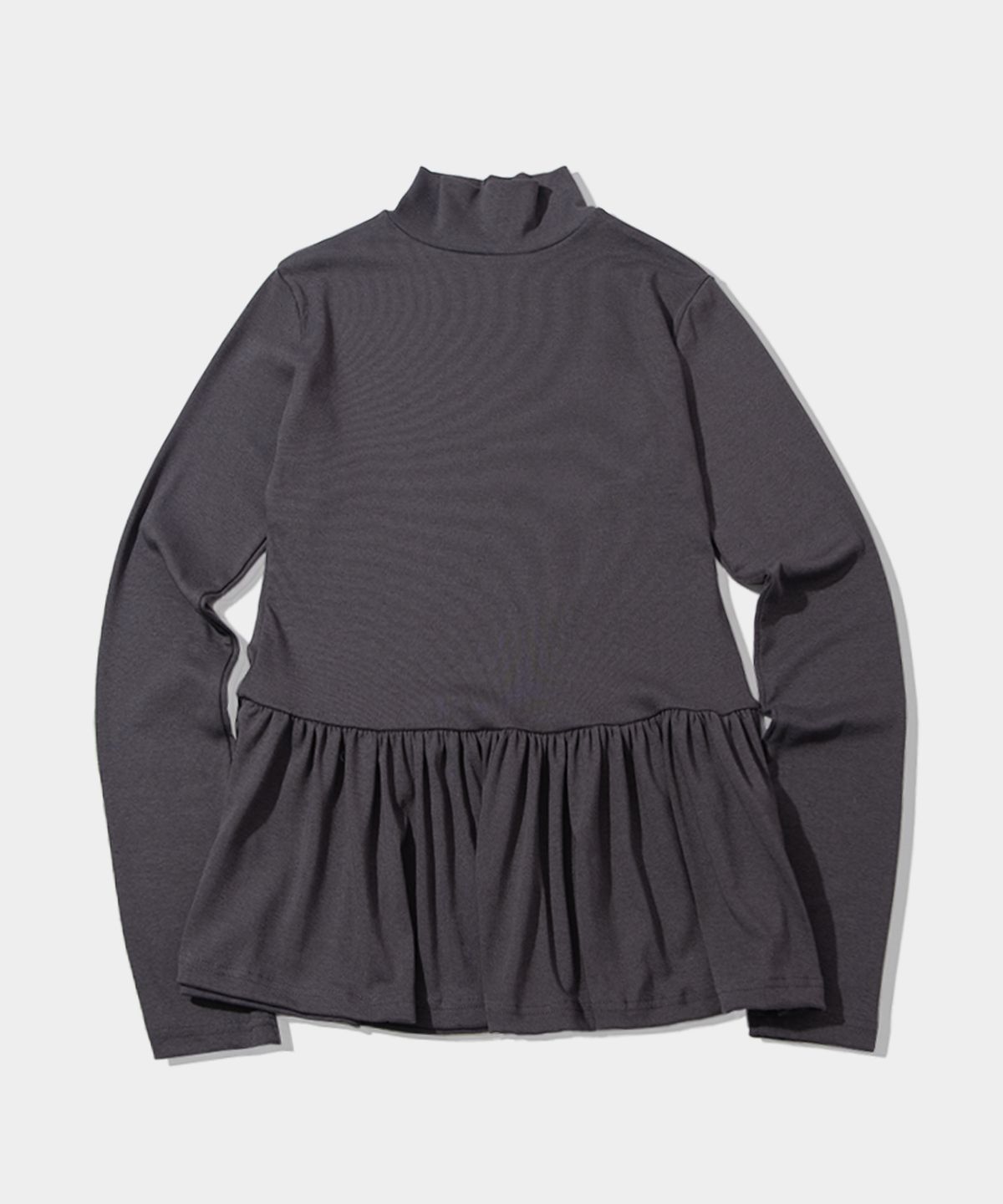 플레이스 스튜디오(PLACE STUDIO) 프릴 스커트 레이어드 하이넥 롱 슬리브리스 [차콜]