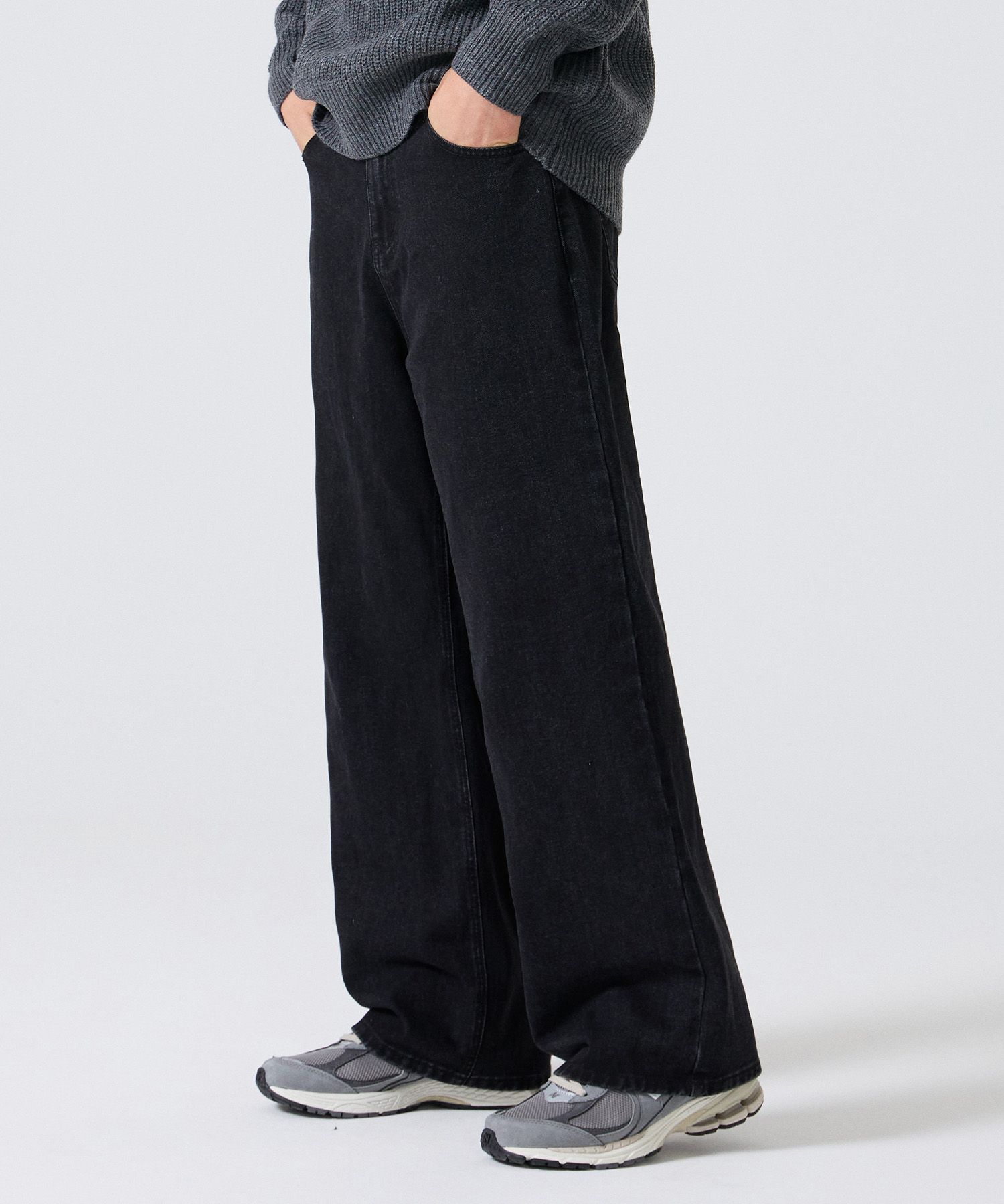 ★送料・関税込★Black up★ドジュア Washing Wide Denim pants 2TUCK WIDE DENIM PANTS -ENTASIS -II-【FOILED WASH BLACK