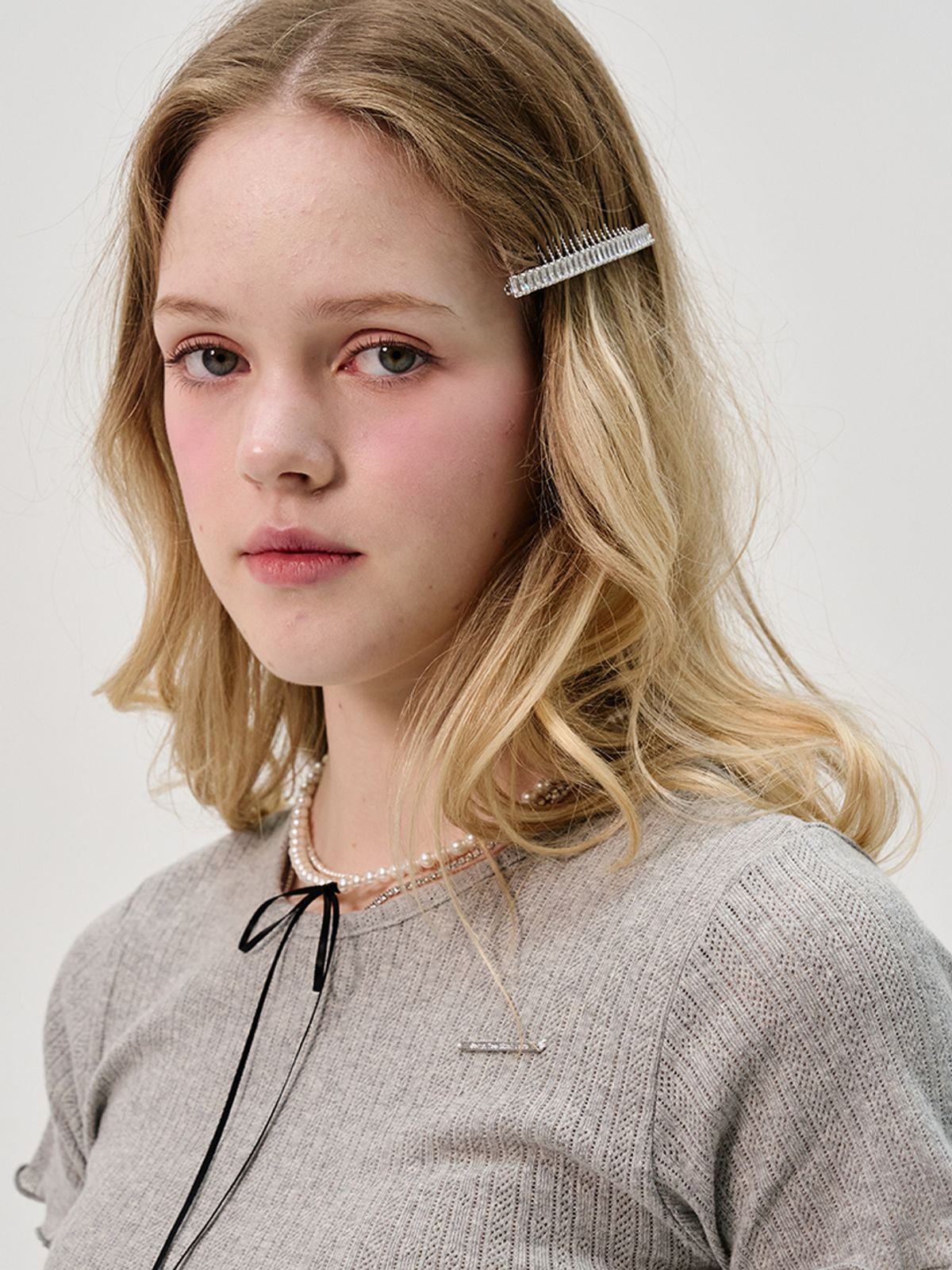 쏘리, 투 머치 러브(SORRY, TOO MUCH LOVE) Art Deco Square Jewel Comb Hairclip_Silver