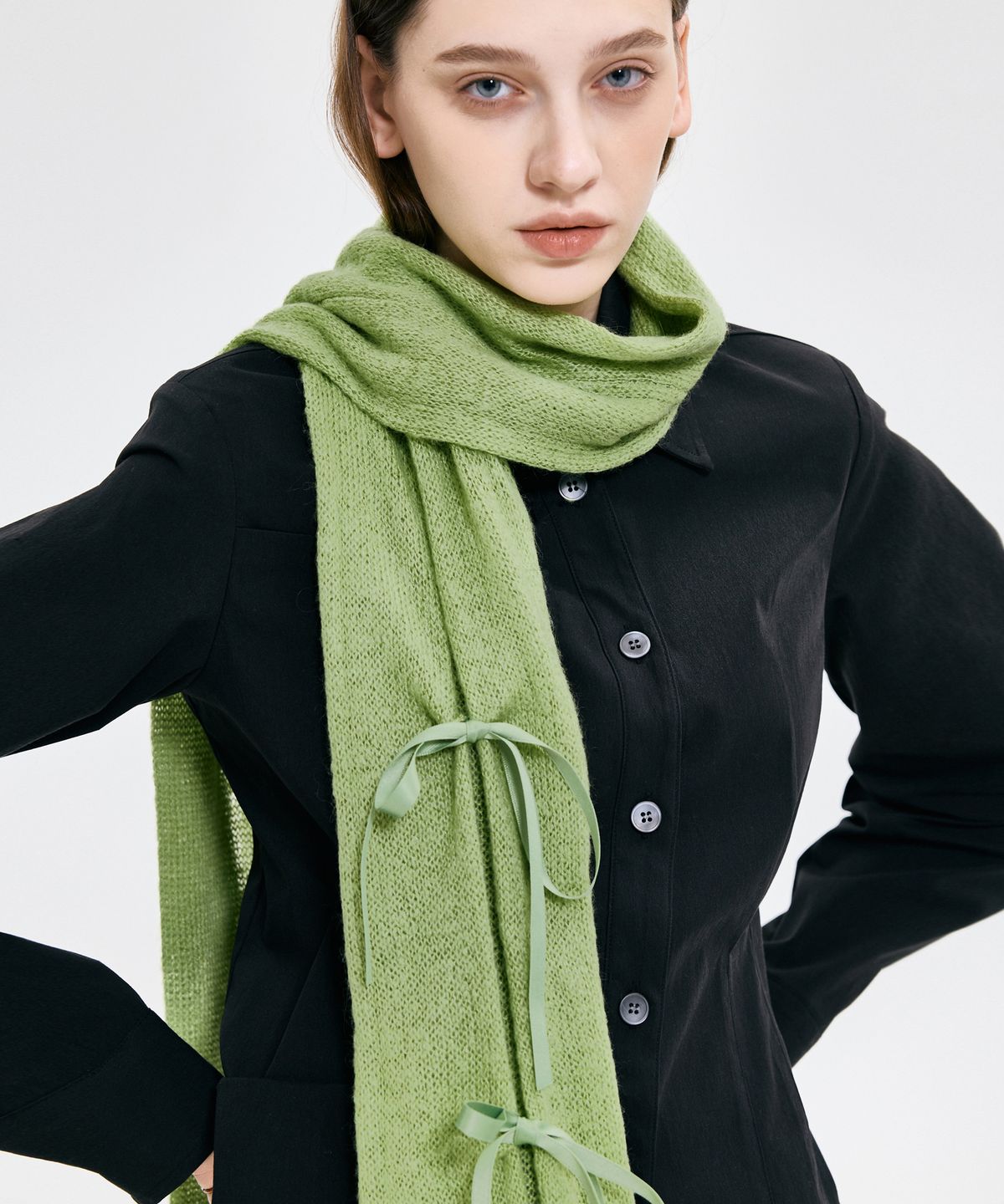 킴지수(KIMZISU) Ribbon Tied Muffler _ GREEN