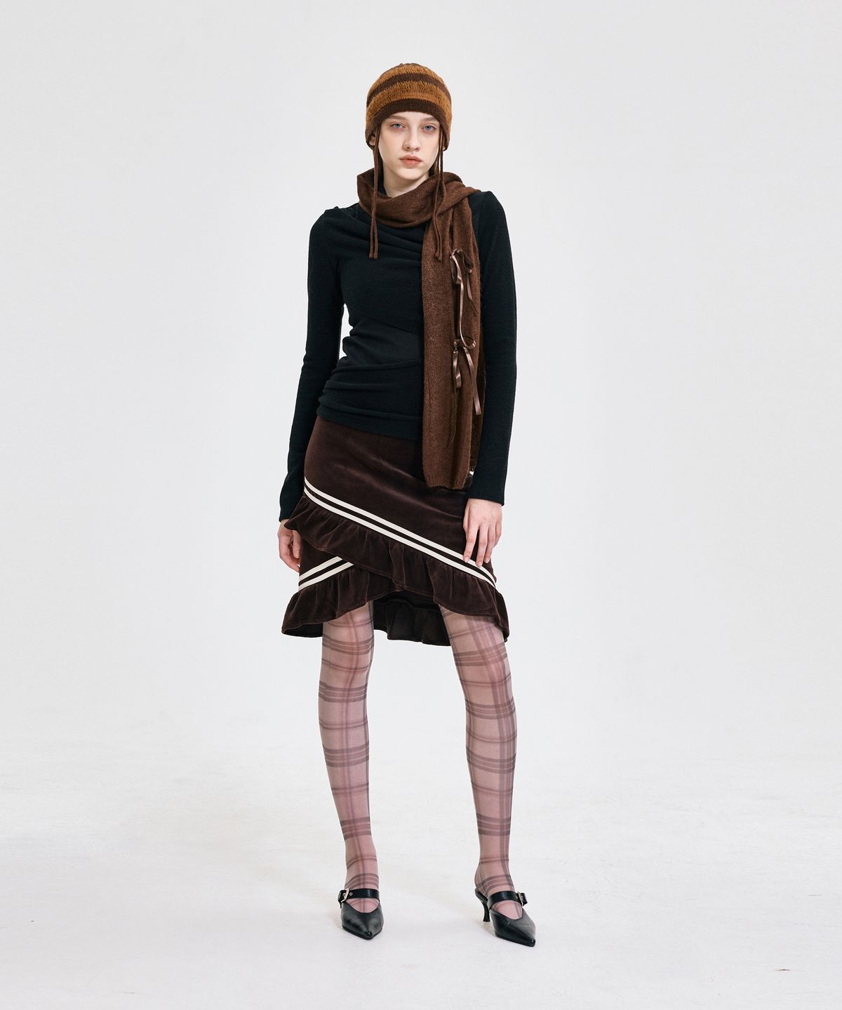 킴지수(KIMZISU) Ribbon Tied Beanie _ BROWN