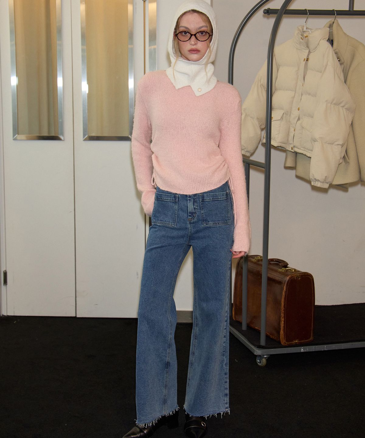 살롱 드 욘(SALON DE YOHN) Ribbon Shirring Knit_ Pink