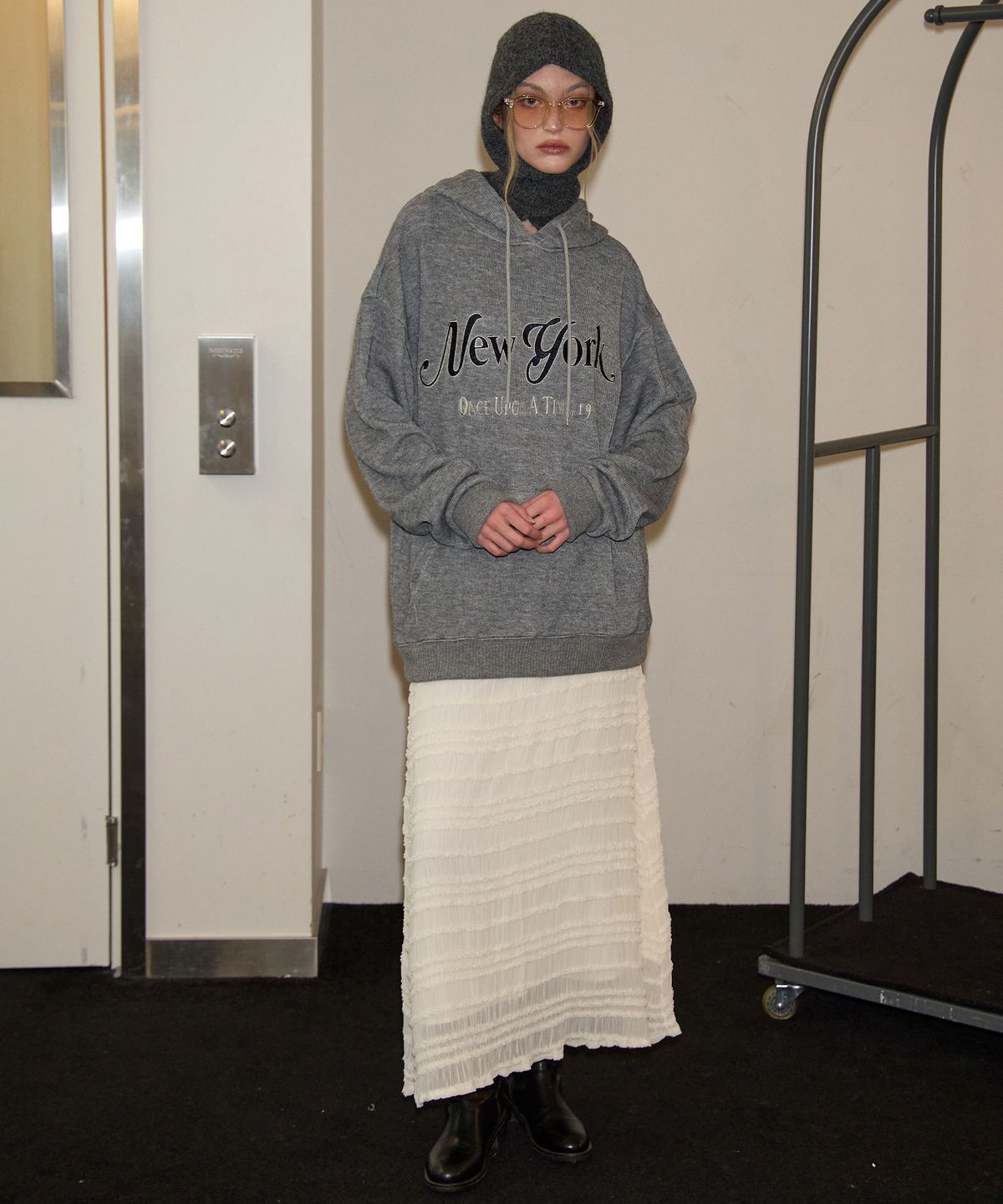 살롱 드 욘(SALON DE YOHN) New York Hood Knit_ Gray