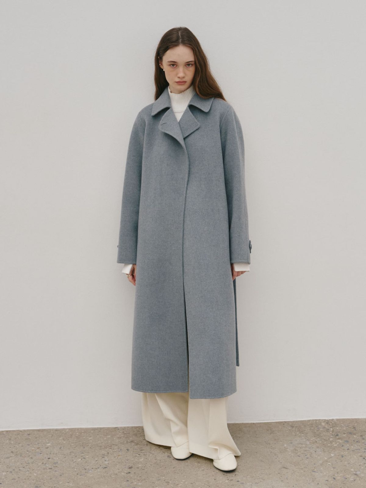 뮤제(MUSEE) DEVA Minimal Merino Wool Handmade Wool Coat_Gray