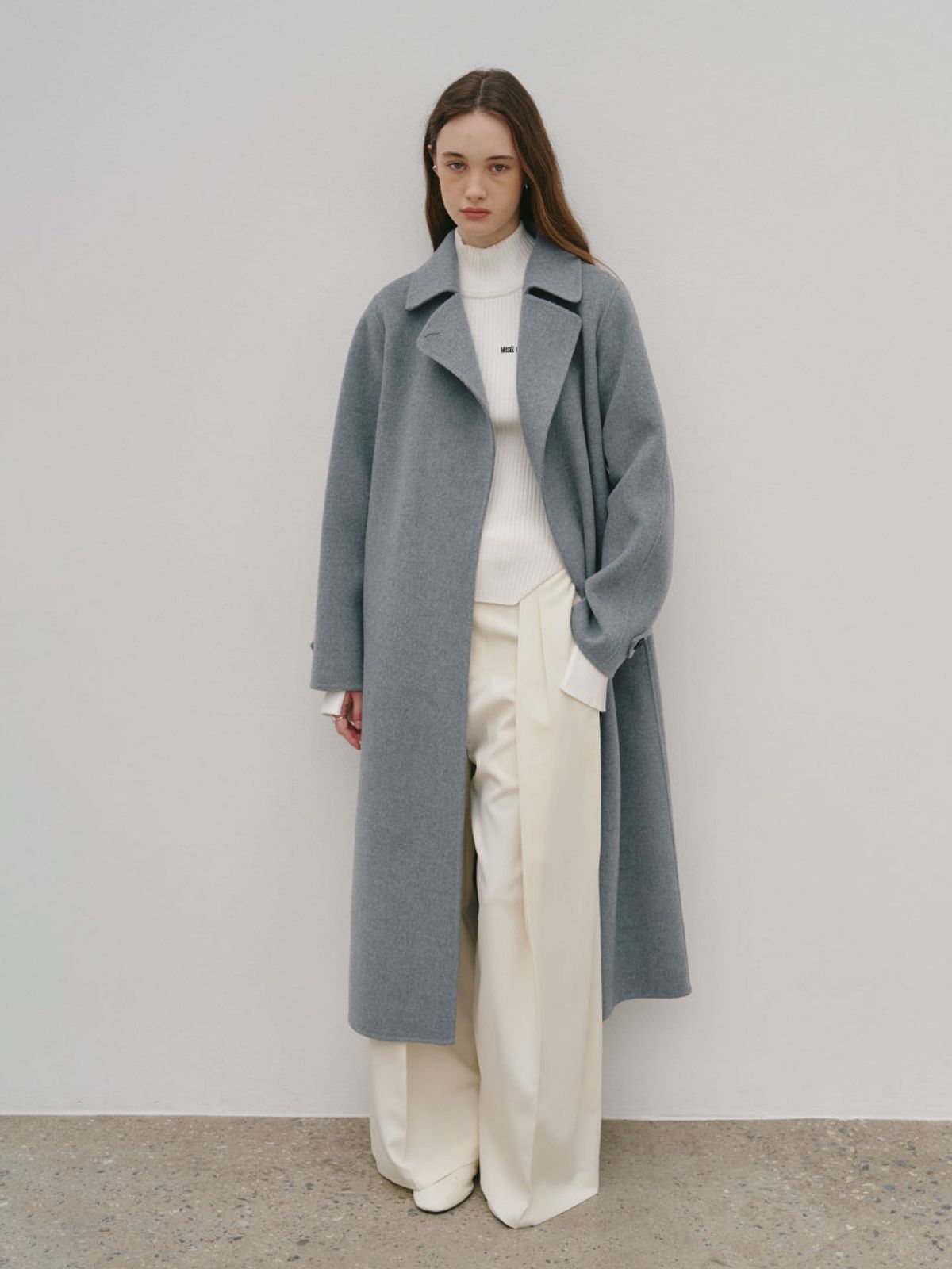 뮤제(MUSEE) DEVA Minimal Merino Wool Handmade Wool Coat_Gray