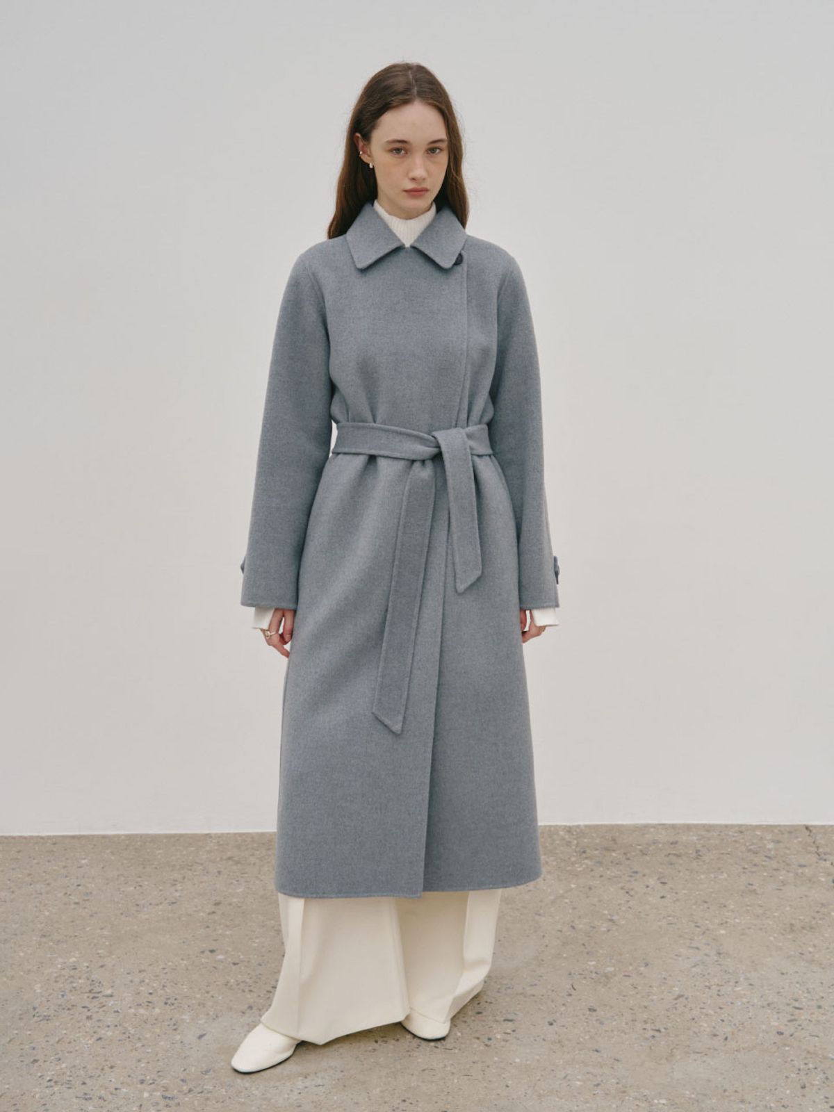 뮤제(MUSEE) DEVA Minimal Merino Wool Handmade Wool Coat_Gray