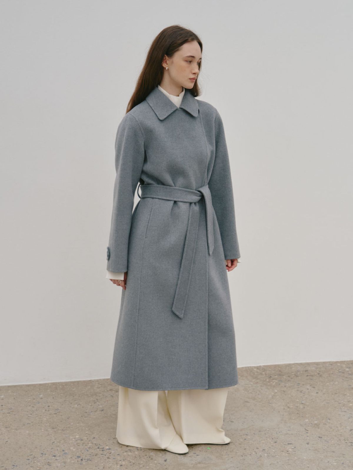 뮤제(MUSEE) DEVA Minimal Merino Wool Handmade Wool Coat_Gray