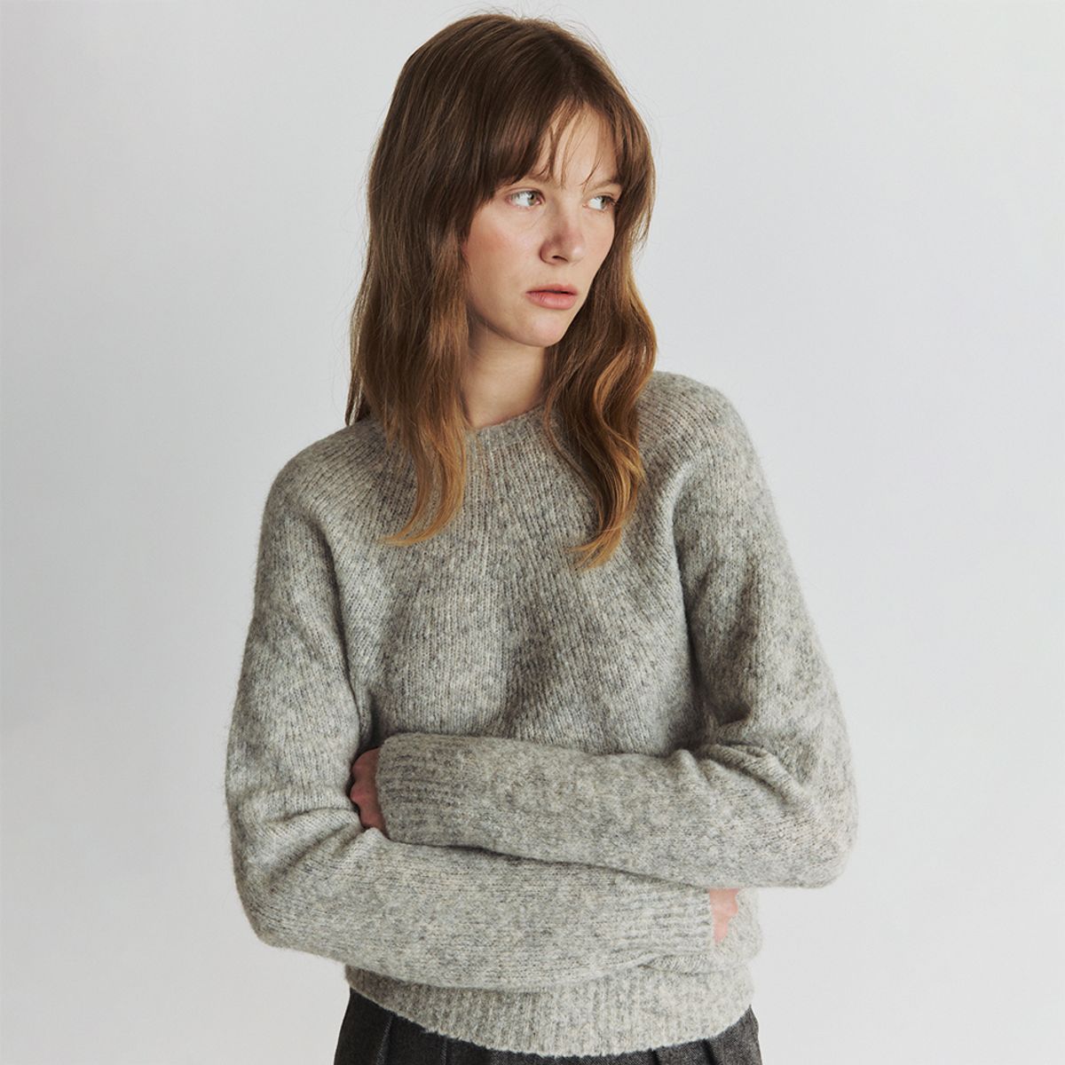 노우드(NOEUD) Mohair wholegament raglan knit (Gray)