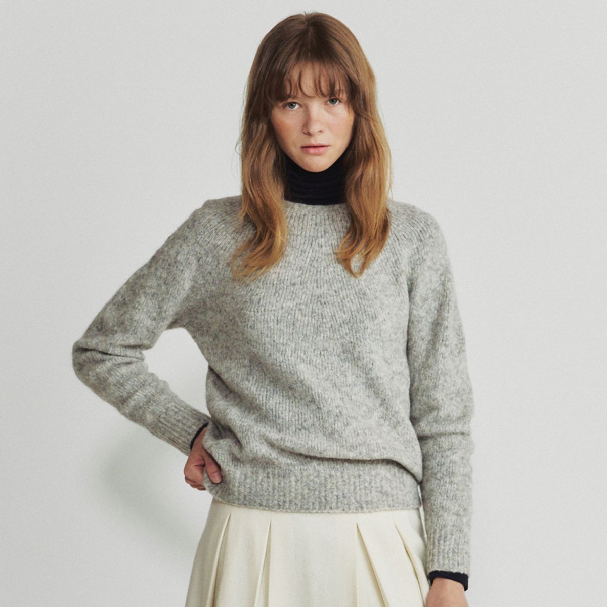 노우드(NOEUD) Mohair wholegament raglan knit (Gray)