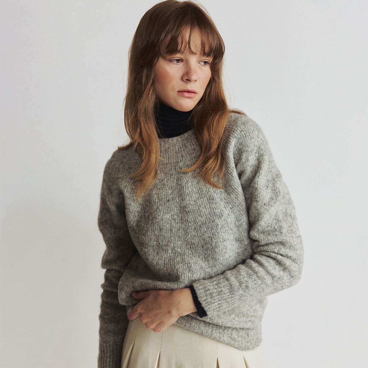 노우드(NOEUD) Mohair wholegament raglan knit (Gray)