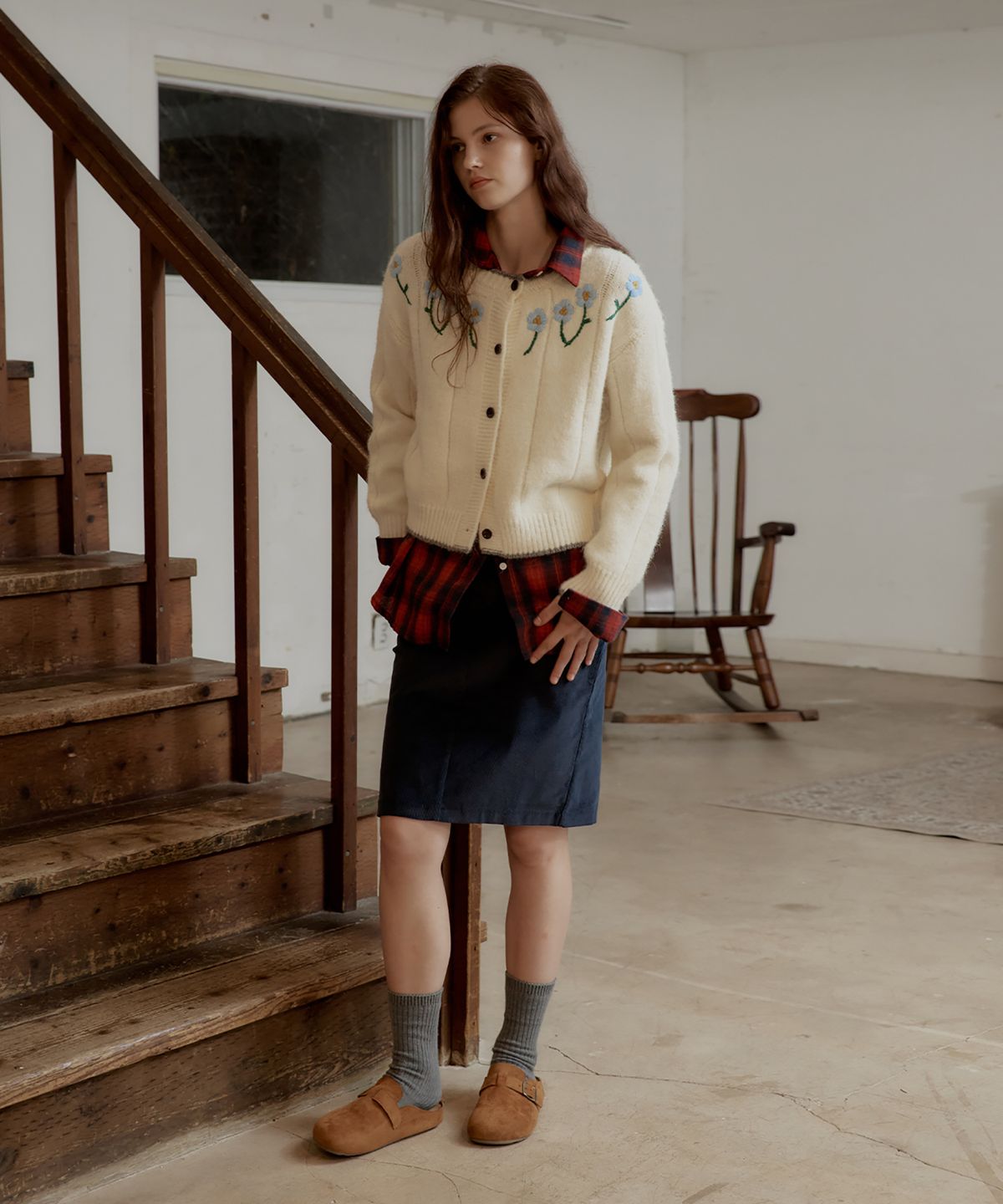 스튜디오앤파르크(STUDIO&PARC) Corduroy Banding Skirt_Navy
