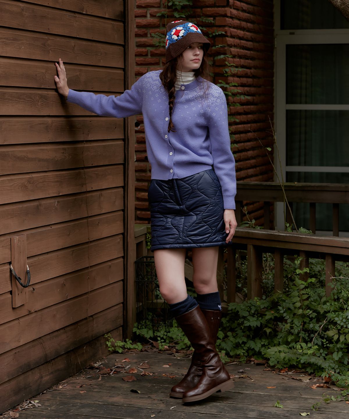 스튜디오앤파르크(STUDIO&PARC) Nordic knit Cardigan_Violet
