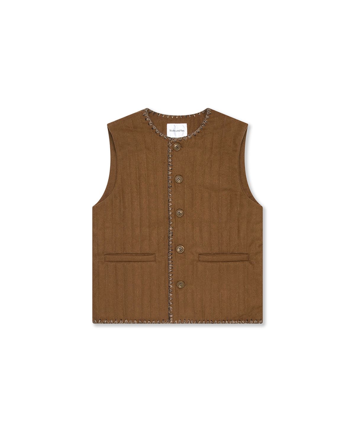 스튜디오앤파르크(STUDIO&PARC) Needlework Wool Quilting Vest_Brown