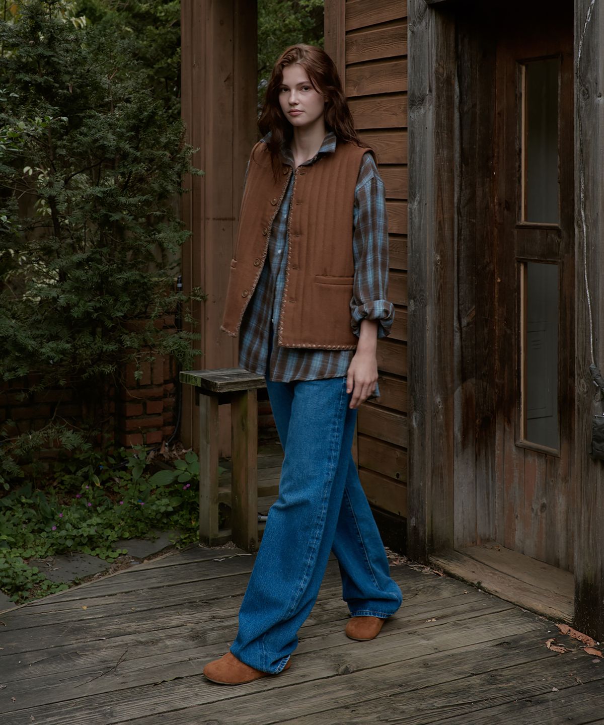 스튜디오앤파르크(STUDIO&PARC) Needlework Wool Quilting Vest_Brown