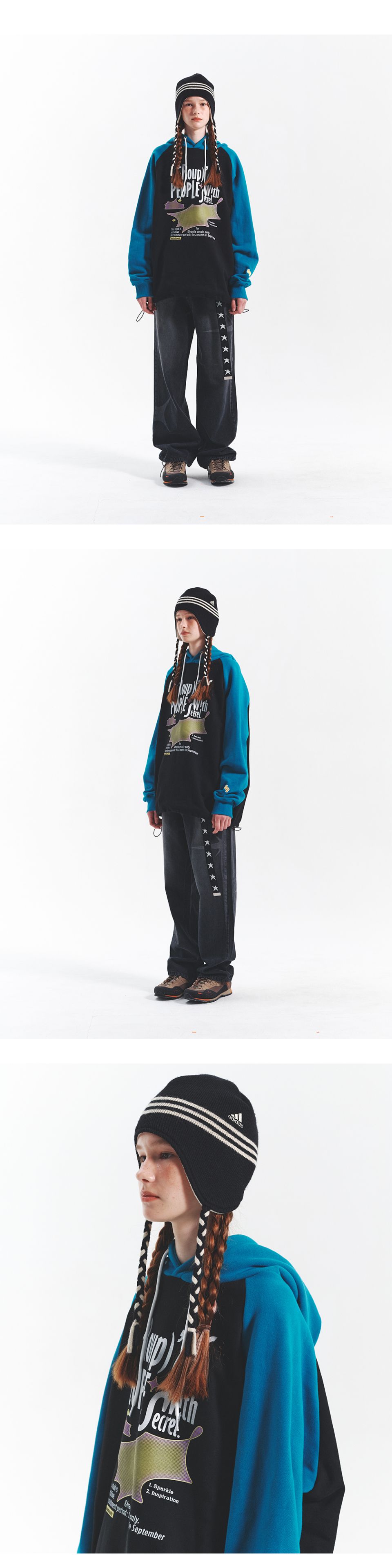 메인부스(MAINBOOTH) Glitch Hood T-shirt(TEAL BLUE) - 사이즈