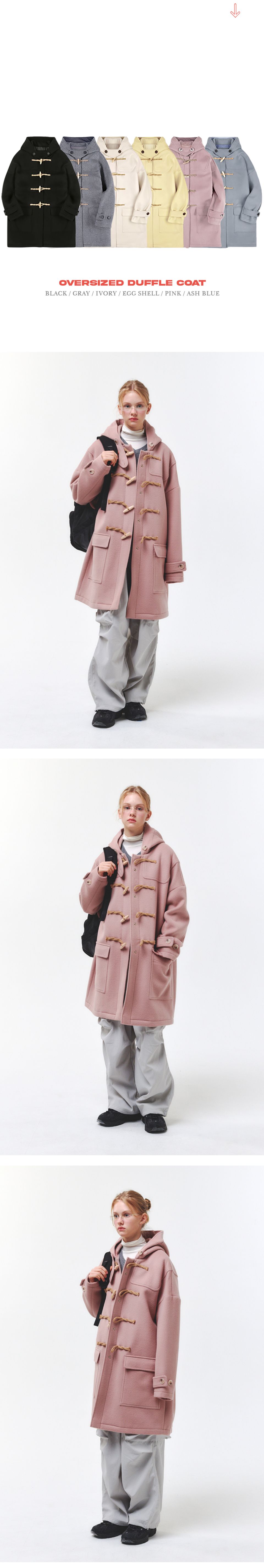 MUSINSA | MAINBOOTH [90% Wool] Oversized Duffle Coat (PINK)