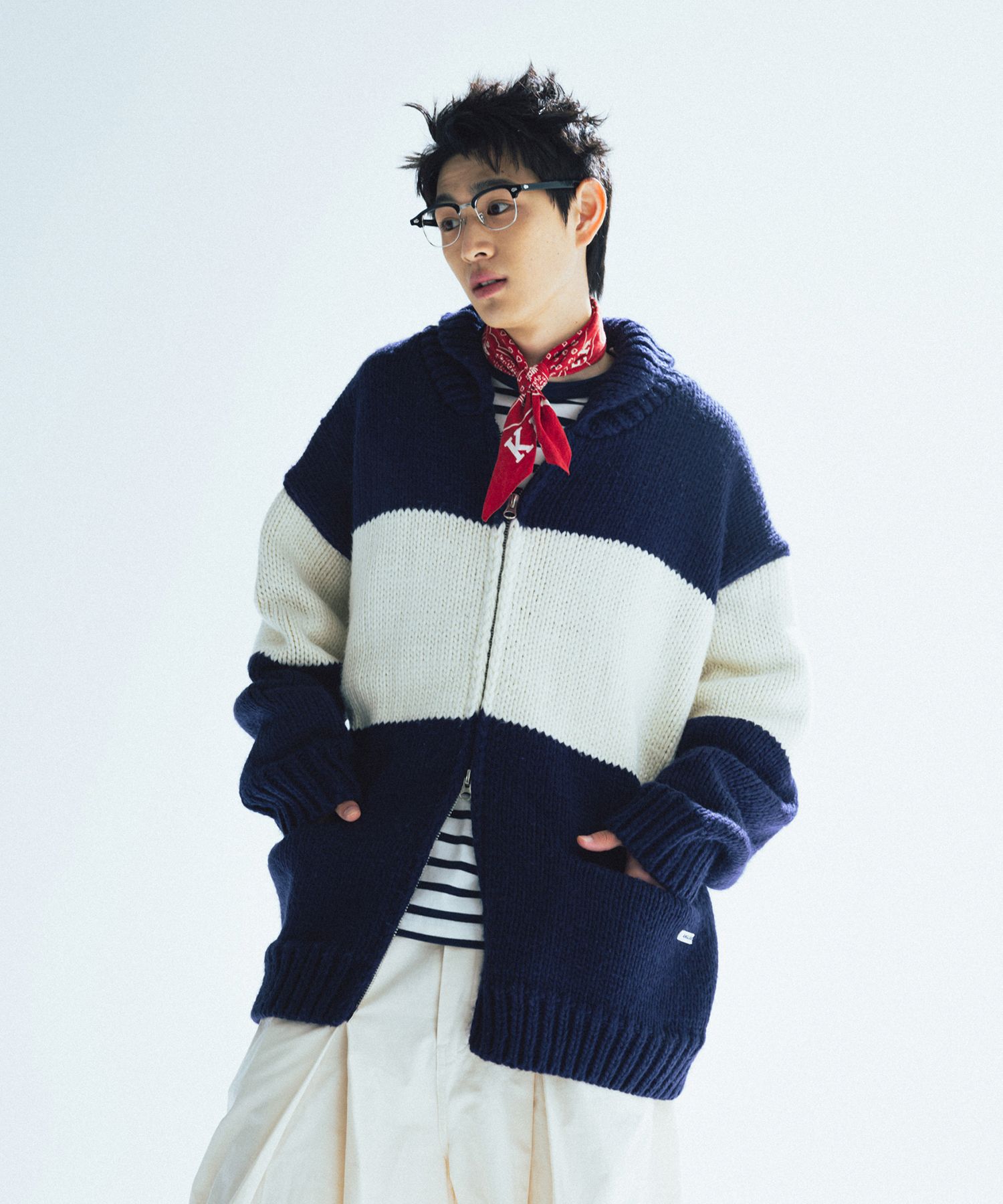 カーディガン COVERNAT Cowichan cardigan dark navy CO2403KT16DN 2023_11_Product_Pherrows_Cardi