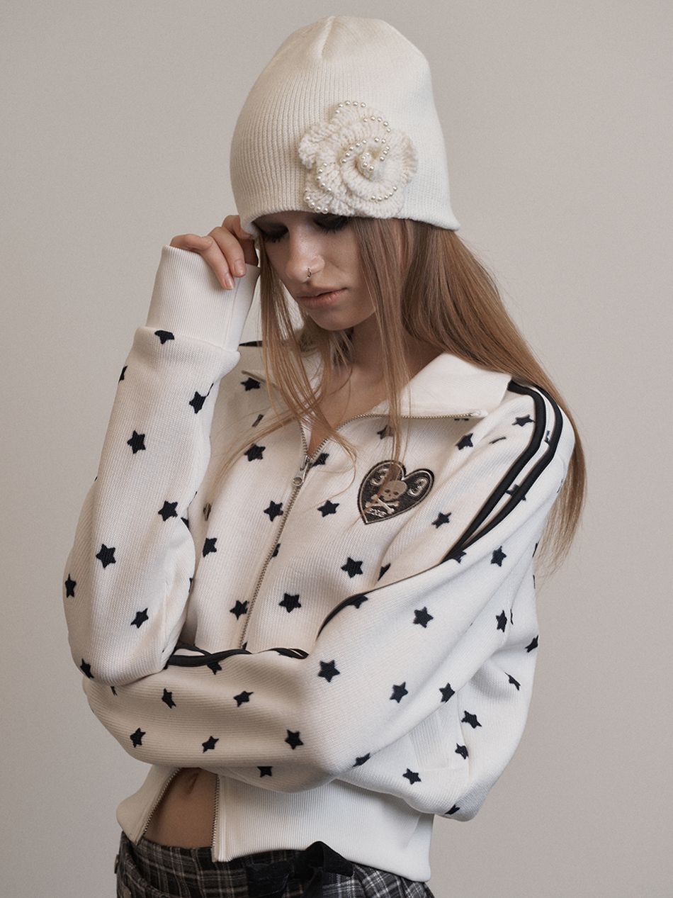 MUSINSA公式 | SETUPEXE PEARL CORSAGE BEANIE / IVORY