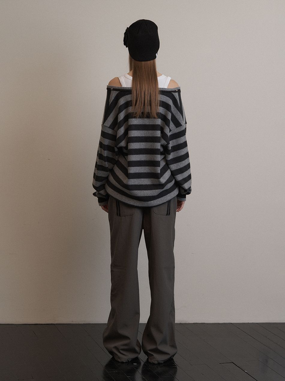 MUSINSA | SETUPEXE STRIPE V-NECK MTM / BLACK