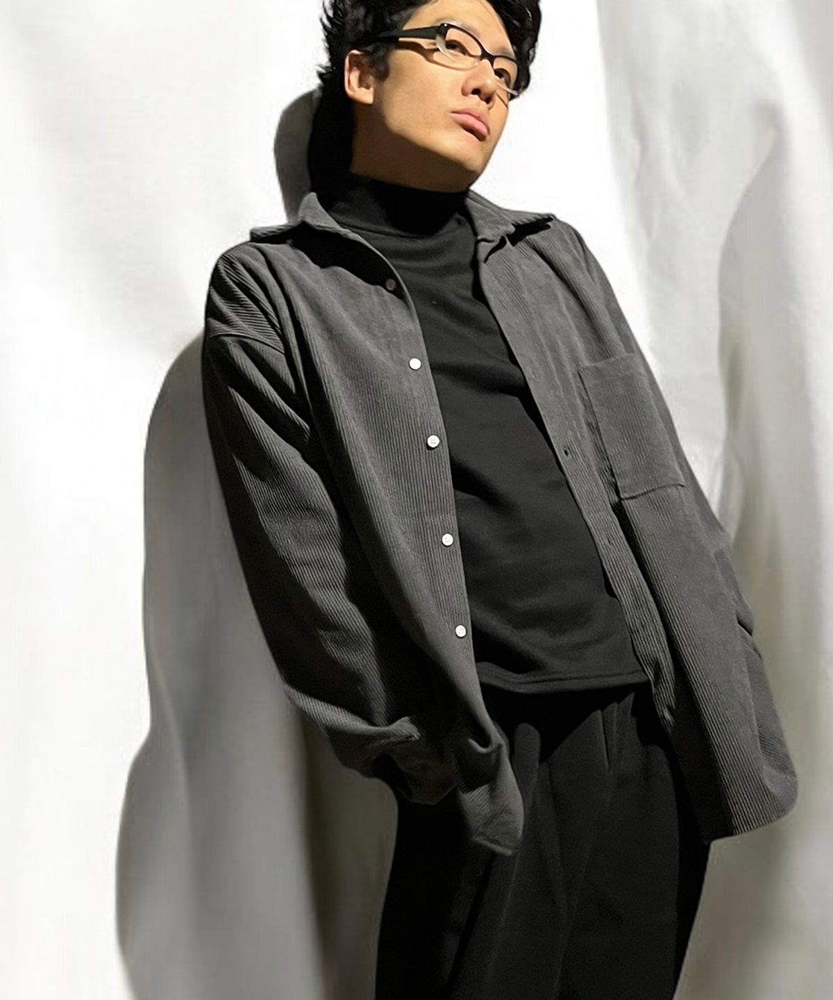 본슬리피(BORN SLIPPY) Soft Corduroy Oversize Shirts (Charcoal)