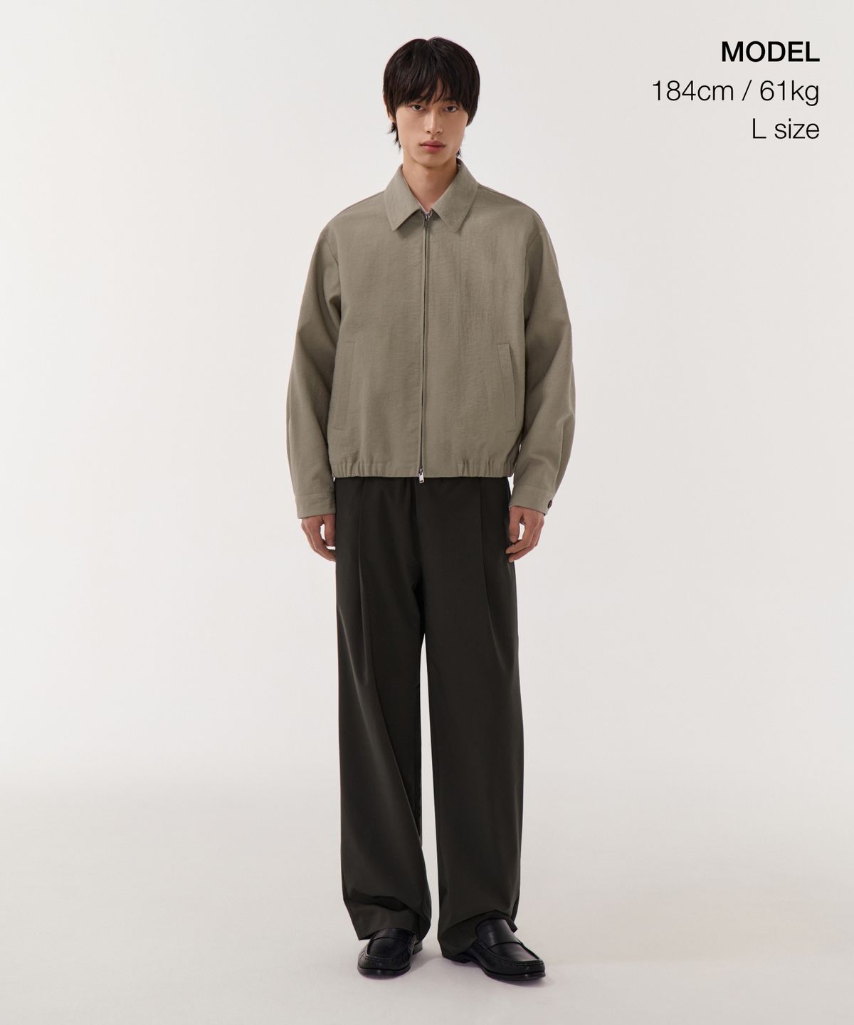 무신사 스탠다드(MUSINSA STANDARD) 린넨 블렌드 미니멀 블루종 재킷 [더스티 베이지]