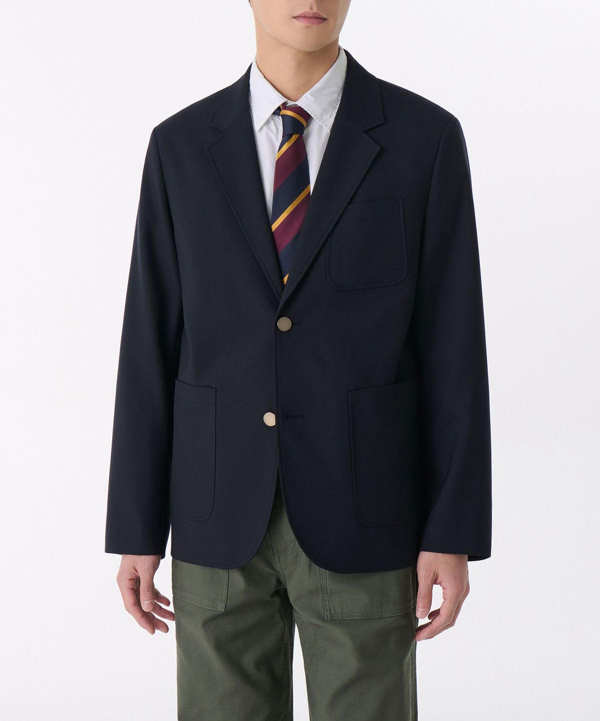 무신사 스탠다드(MUSINSA STANDARD) 울 블렌드 프레피 블레이저 [네이비]