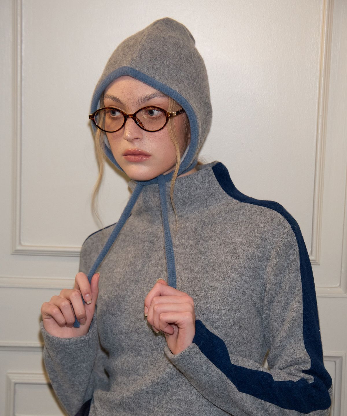 살롱 드 욘(SALON DE YOHN) Ribbon Bonnet Hat_ Gray