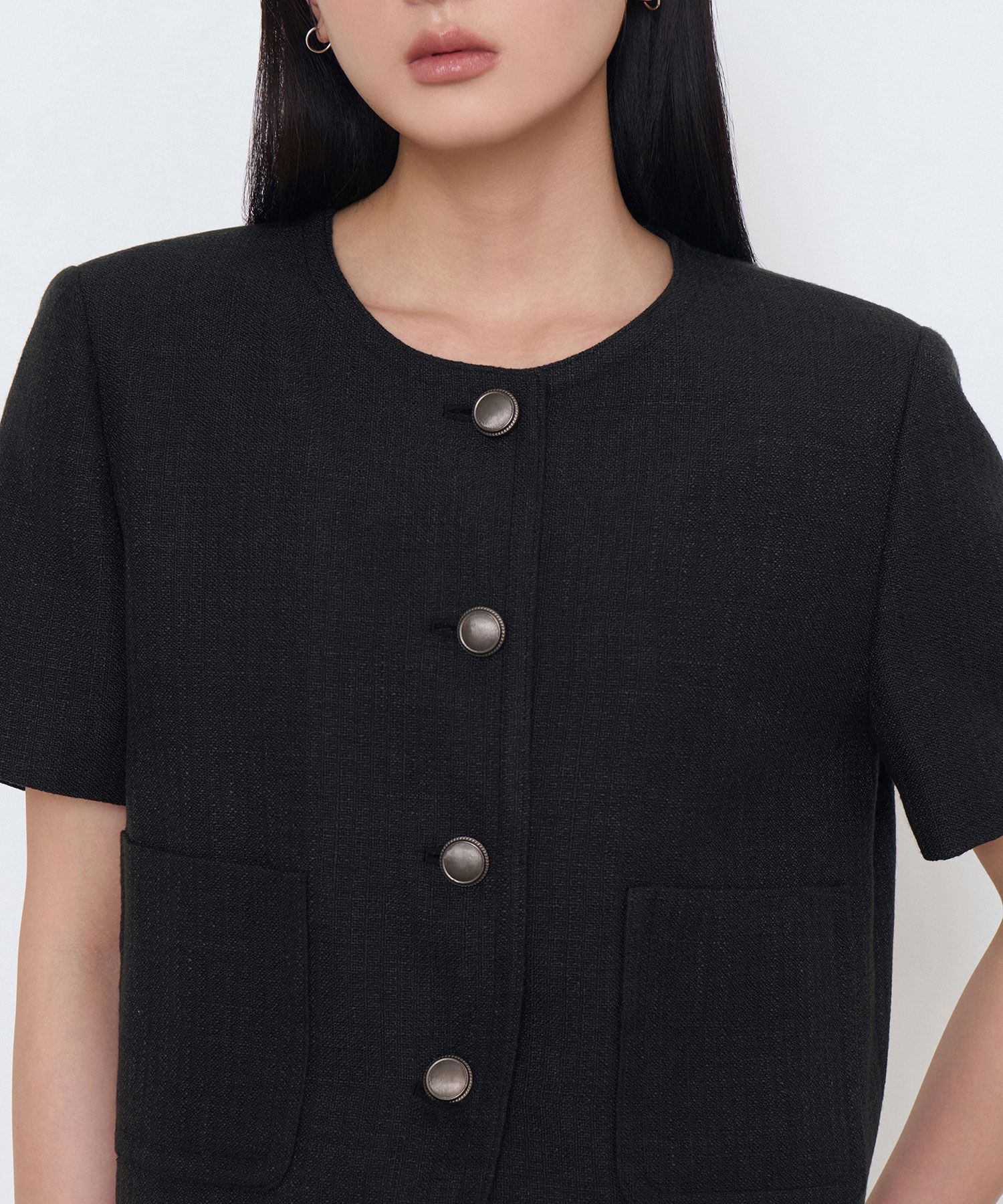 ジャケット・アウター MUSINSA ROUND NECK TWEED JACKET MUSINSA | MUSINSA STANDARD ROUND NECK TWEED JACKET [BLACK]