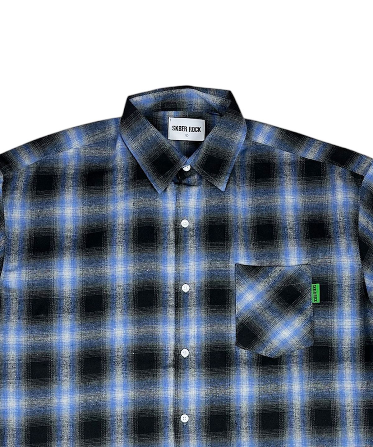 스케이터락(SK8ER ROCK) Vintage Ombre Check Shirt ((Blue))