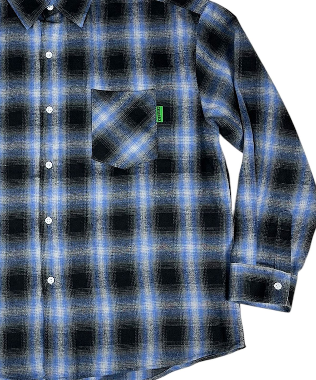 스케이터락(SK8ER ROCK) Vintage Ombre Check Shirt ((Blue))