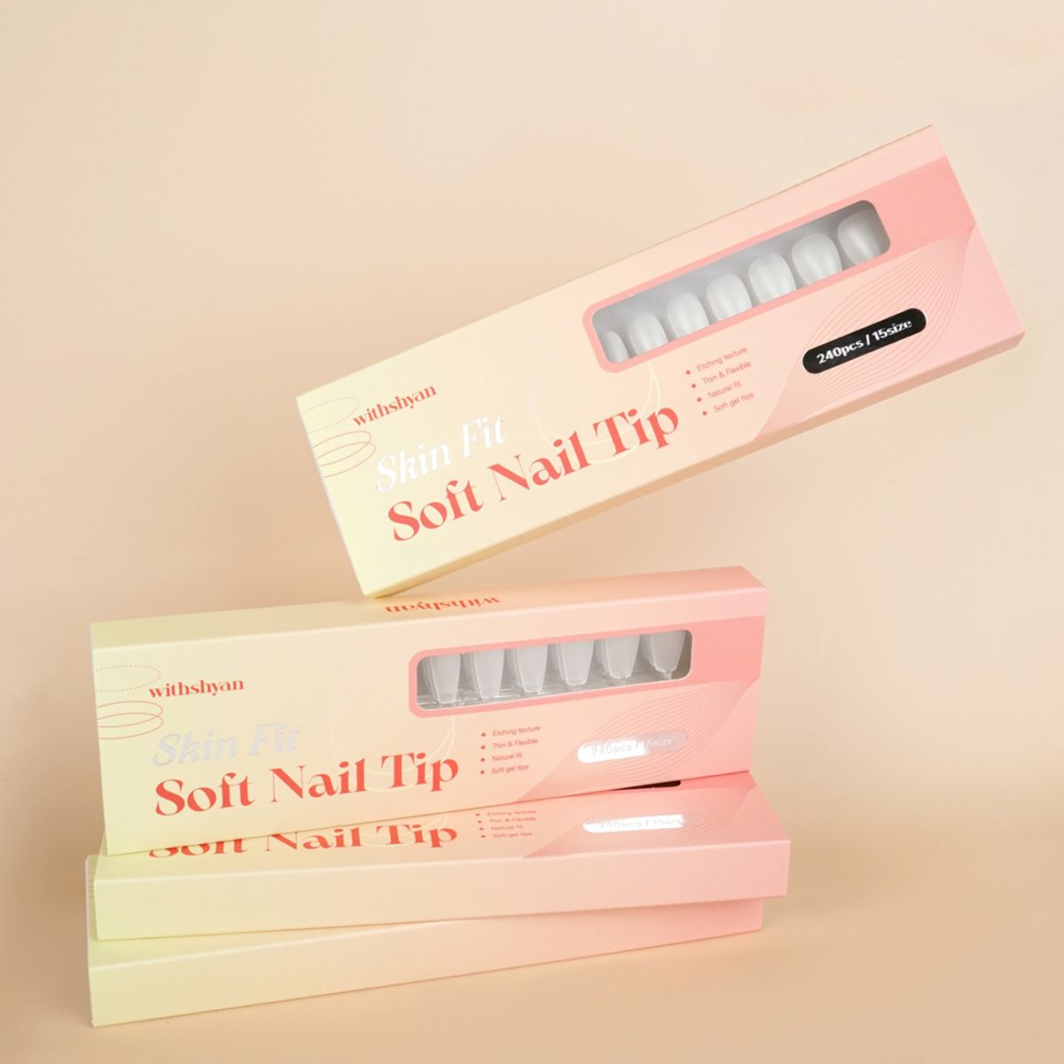 위드샨(WITHSHYAN) 스킨핏 소프트 네일팁 240pcs/15size