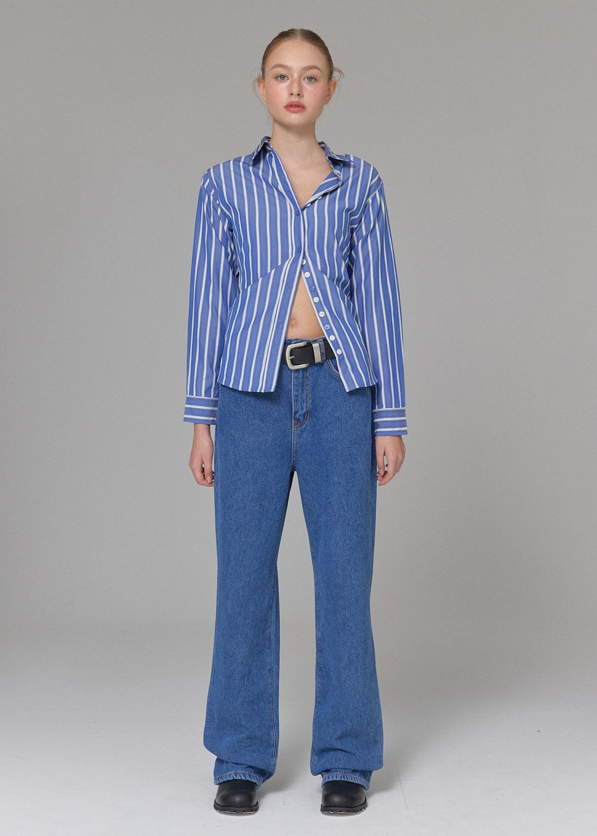 버튼업(BUTTON UP) 클래식 워시드 와이드 밍크기모데님