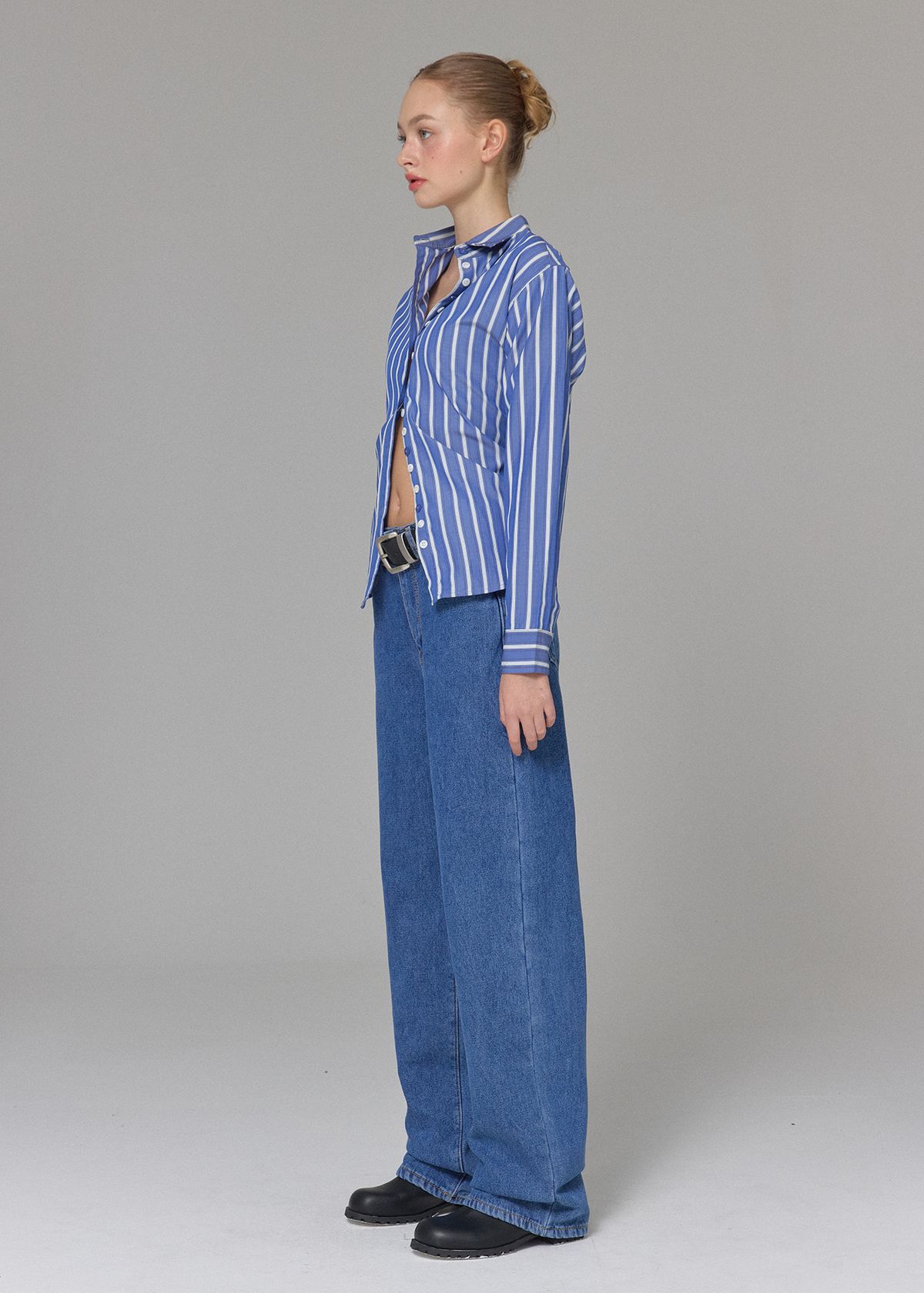 버튼업(BUTTON UP) 클래식 워시드 와이드 밍크기모데님