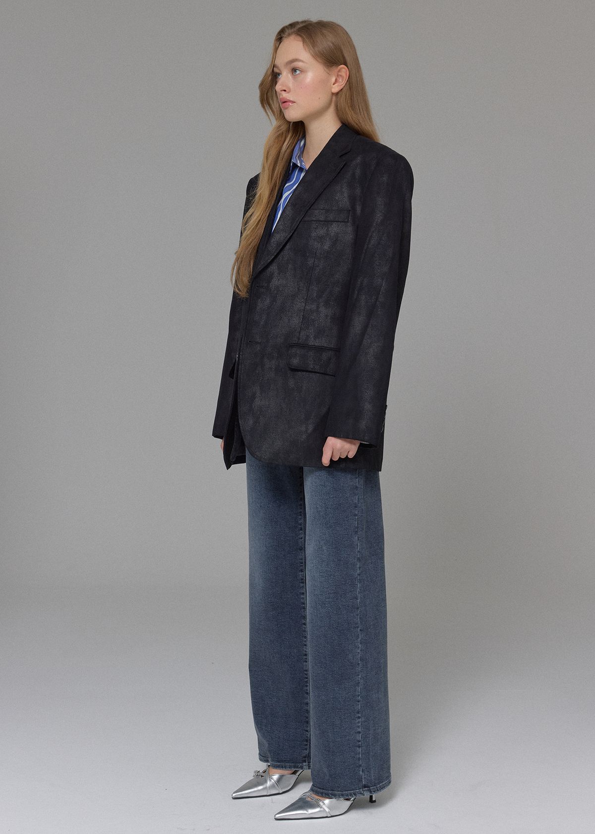 버튼업(BUTTON UP) 워시드 스판 스트레이트 기모데님