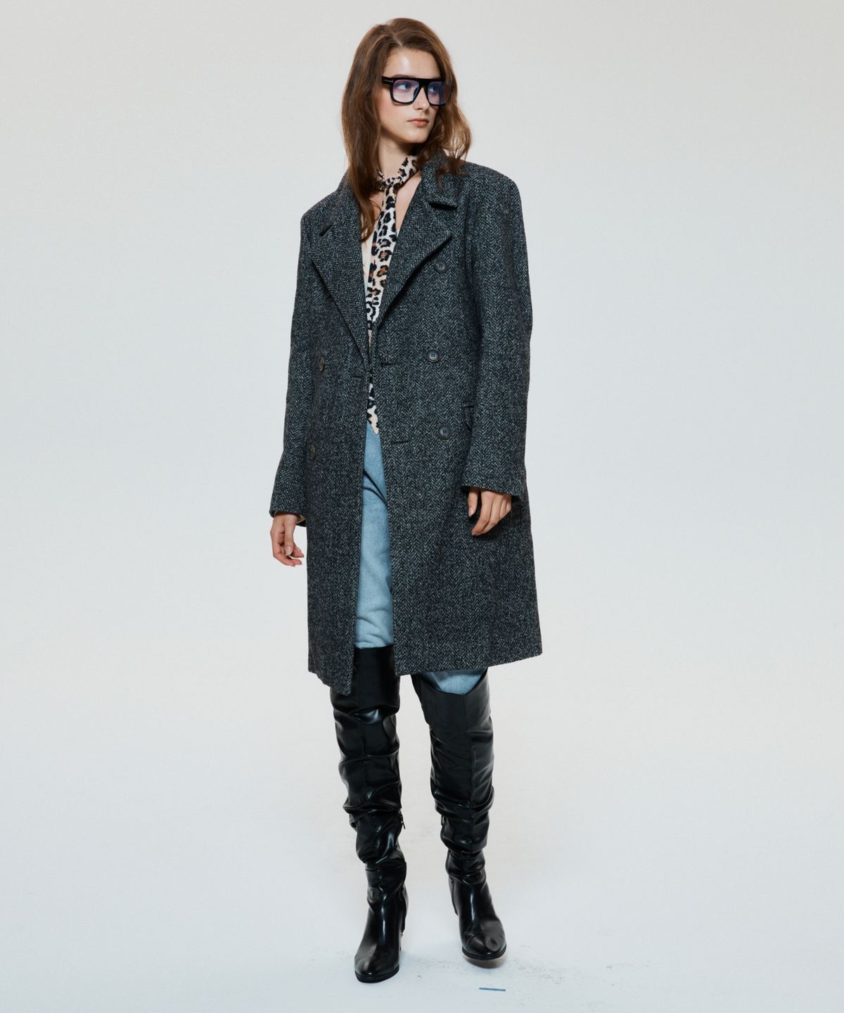언티지(UNTAGE) 울 헤링본 코트(UNISEX)_UTO-FB29