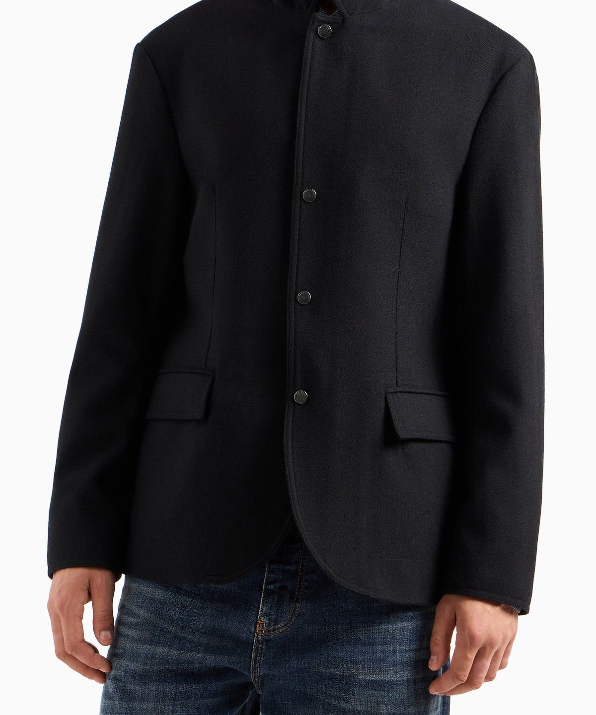 아르마니 익스체인지(ARMANI EXCHANGE) 남성 더블 클로저 울 블렌드 블레이저_블랙 A414310026