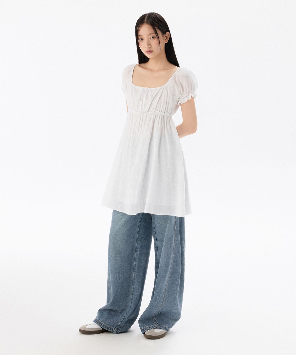 무신사 스탠다드 우먼(MUSINSA STANDARD WOMAN) 우먼즈 코튼 베이비 돌 미니 드레스 [화이트]