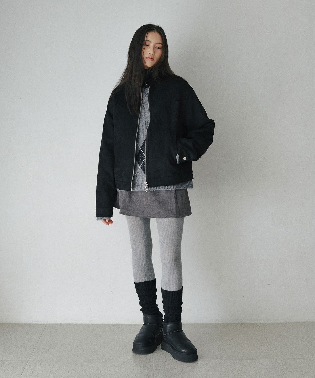 벨로엘(BELLOL) 스웨이드 오버핏 누빔쟈켓 브라운